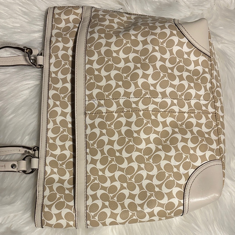 Coach Tan and Pink Heritage Stripe Signature Tote - Picture 10 of 10
